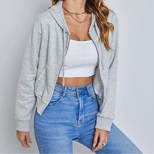 Cropped gray zip up